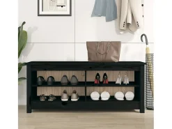Banco zapatero negro 110x38x45,5 cm Madera maciza de pino