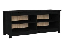 Banco zapatero negro 110x38x45,5 cm Madera maciza de pino