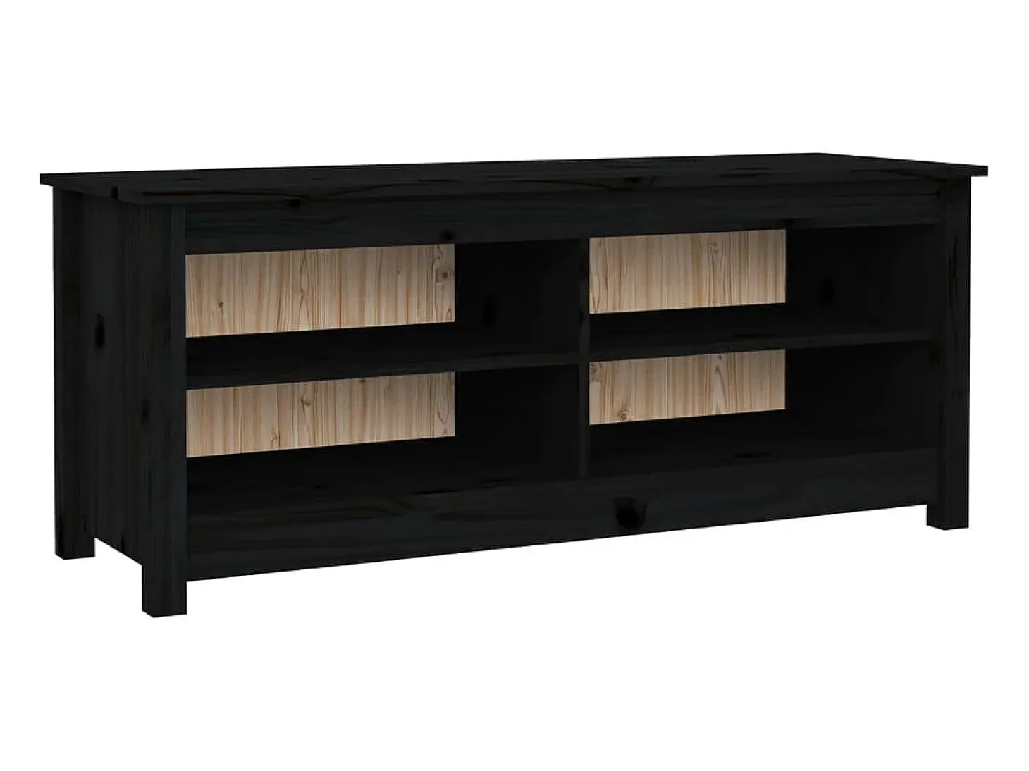 Banco zapatero negro 110x38x45,5 cm Madera maciza de pino