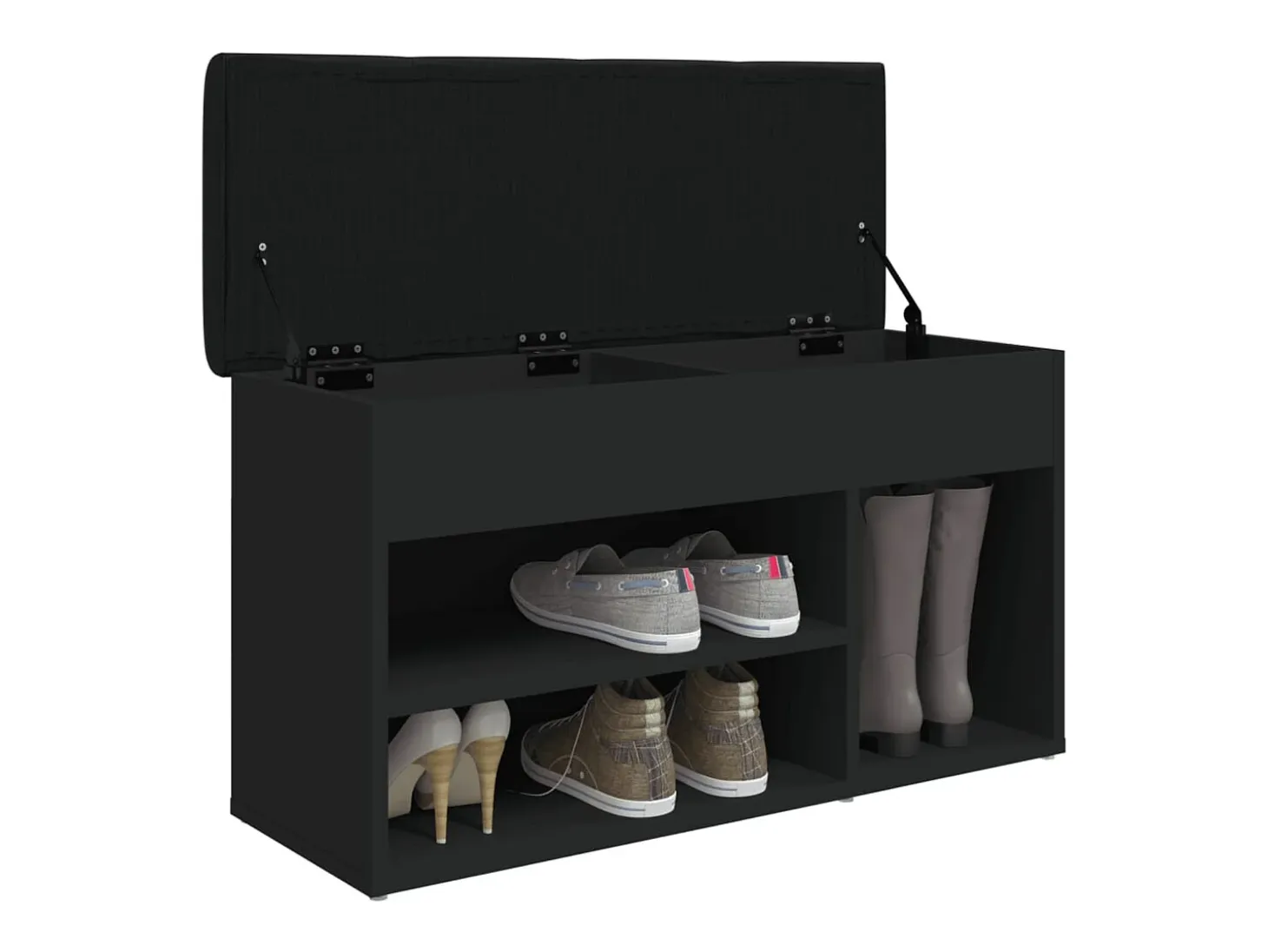 Banco zapatero negro 82x32x45,5 cm madera de ingeniería