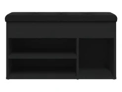 Banco zapatero negro 82x32x45,5 cm madera de ingeniería