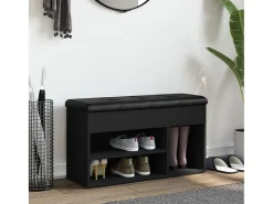 Banco zapatero negro 82x32x45,5 cm madera de ingeniería