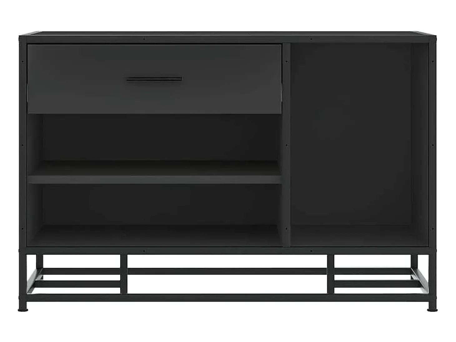 Banco zapatero negro 80x40x53,5 cm madera contrachapada y metal