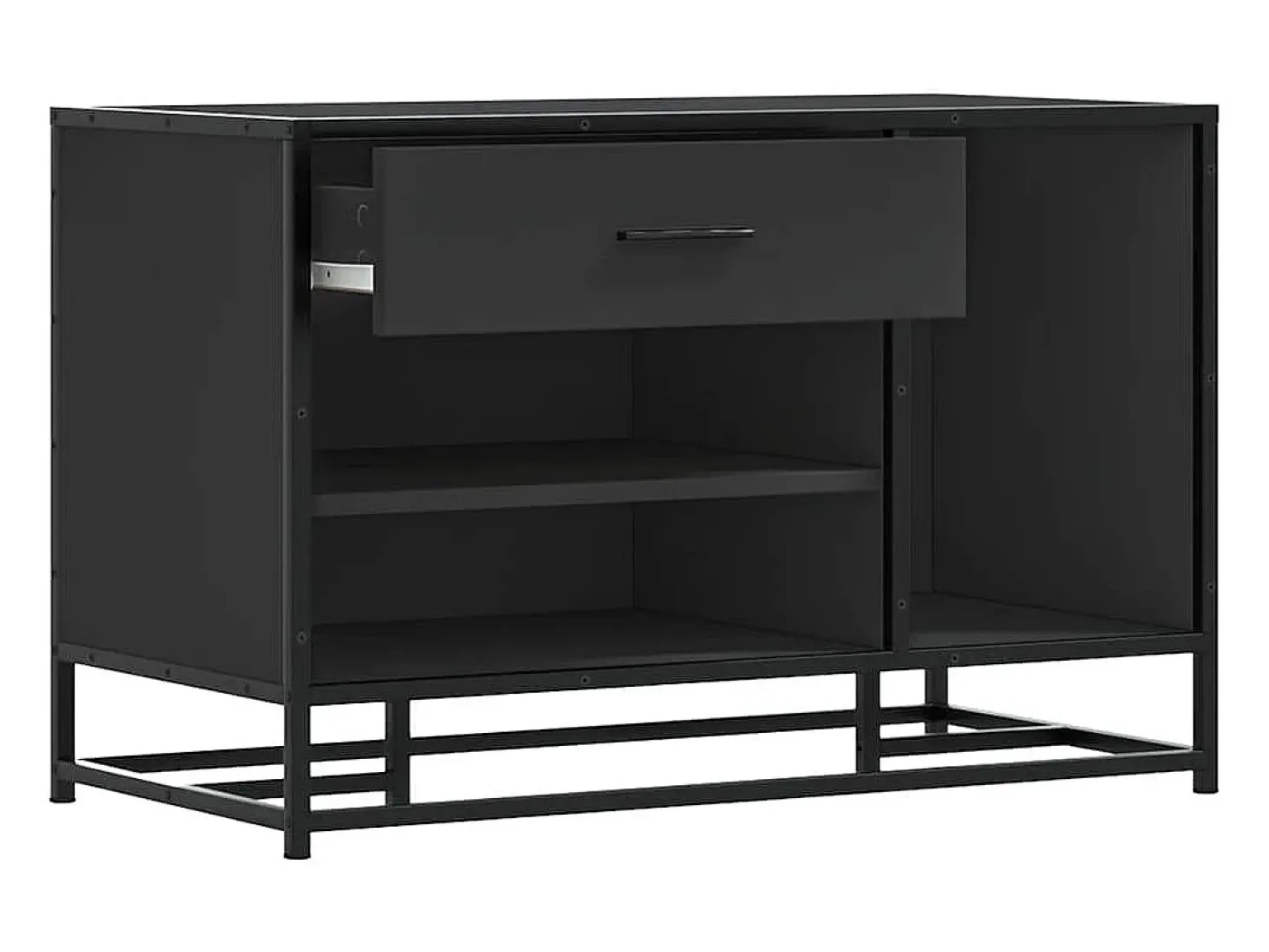 Banco zapatero negro 80x40x53,5 cm madera contrachapada y metal