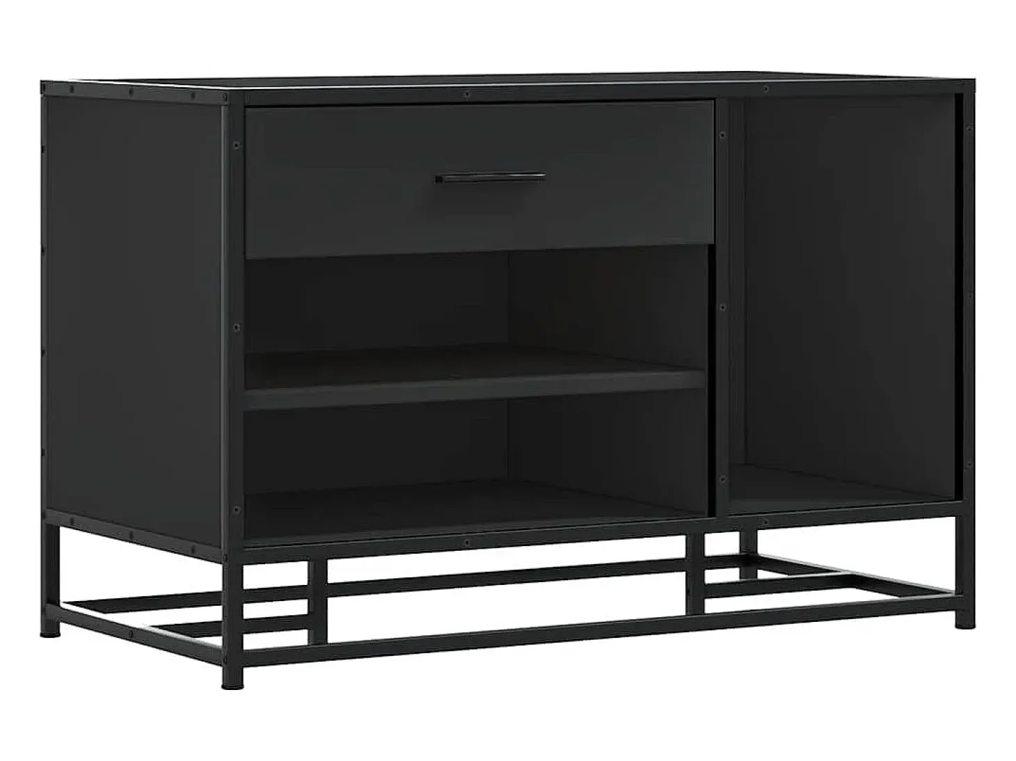 Banco zapatero negro 80x40x53,5 cm madera contrachapada y metal