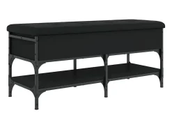 Banco zapatero negro 102x42x45 cm madera de ingeniería