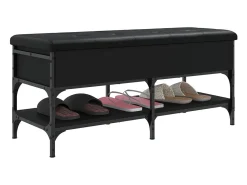 Banco zapatero negro 102x42x45 cm madera de ingeniería