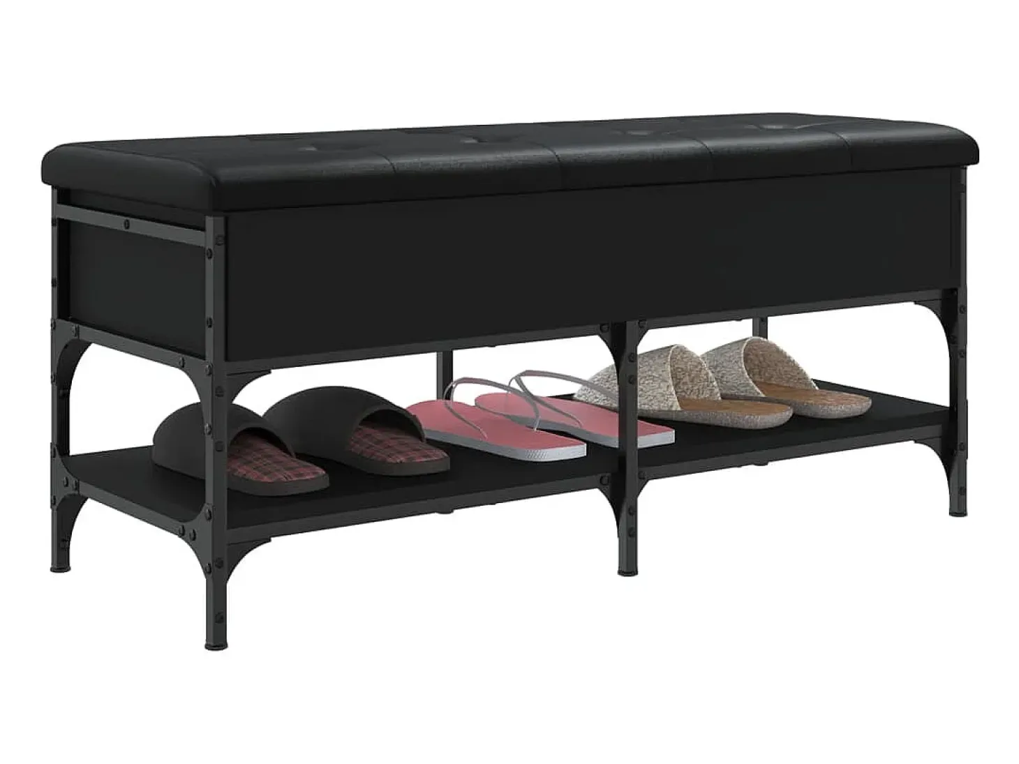 Banco zapatero negro 102x42x45 cm madera de ingeniería