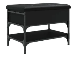 Banco zapatero negro 62x42x45 cm madera de ingeniería