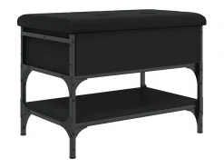 Banco zapatero negro 62x42x45 cm madera de ingeniería
