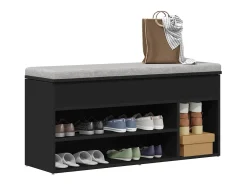 Banco zapatero negro 102x30,5x45 cm madera de ingeniería