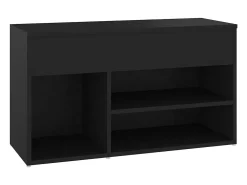 Banco zapatero negro 80x30x45 cm Madera de ingeniería