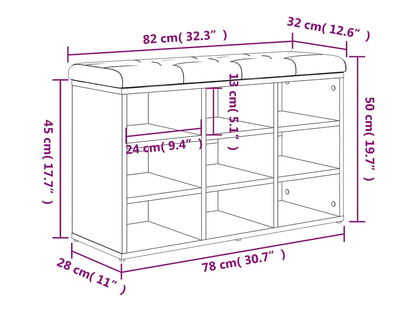 Banco zapatero negro 82x32x50 cm madera de ingeniería