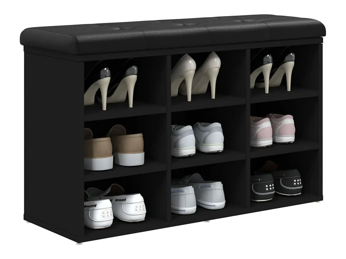 Banco zapatero negro 82x32x50 cm madera de ingeniería