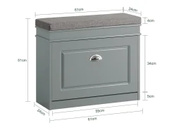 Banco Zapatero Organizador para Zapatos con 1 Solapa Gris 61 x 24 x 51 cm FSR82-K-HG SoBuy ES