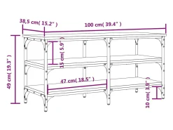 Banco zapatero roble ahumado 100x38,5x49 cm madera de ingeniería