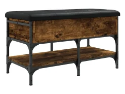 Banco zapatero roble ahumado 82x42x45 cm madera de ingeniería