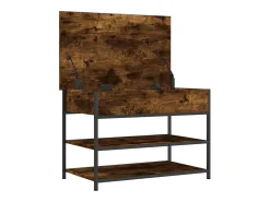 Banco zapatero roble ahumado 70x42,5x50 cm madera de ingeniería