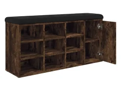 Banco zapatero roble ahumado 102x32x50 cm madera de ingeniería