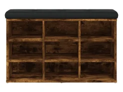 Banco zapatero roble ahumado 82x32x50 cm madera de ingeniería