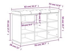 Banco zapatero roble ahumado 82x32x50 cm madera de ingeniería