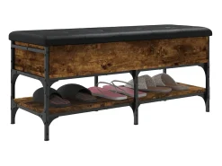 Banco zapatero roble ahumado 102x42x45 cm madera de ingeniería