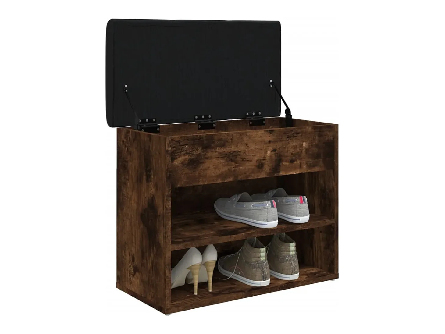 Banco zapatero roble ahumado 62x32x50 cm madera de ingeniería