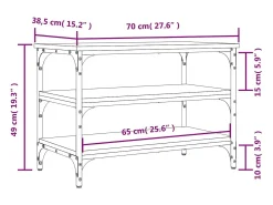 Banco zapatero roble marrón 70x38,5x49 cm madera de ingeniería