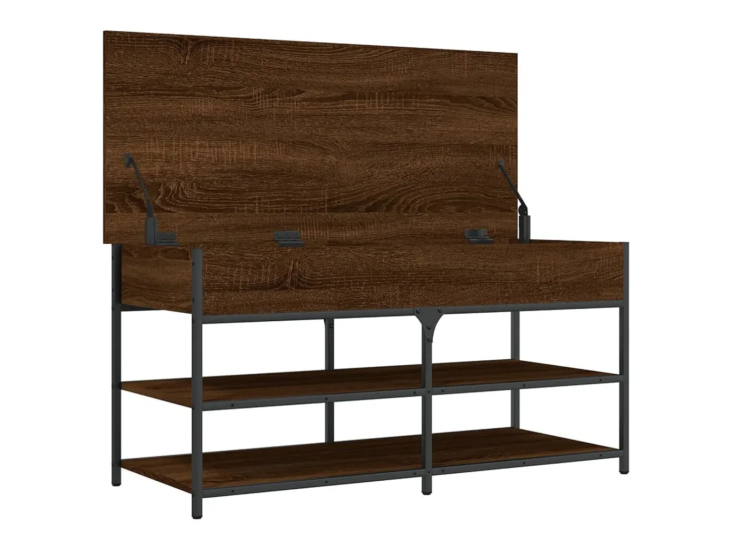 Banco zapatero roble marrón 100x42,5x50 cm madera de ingeniería
