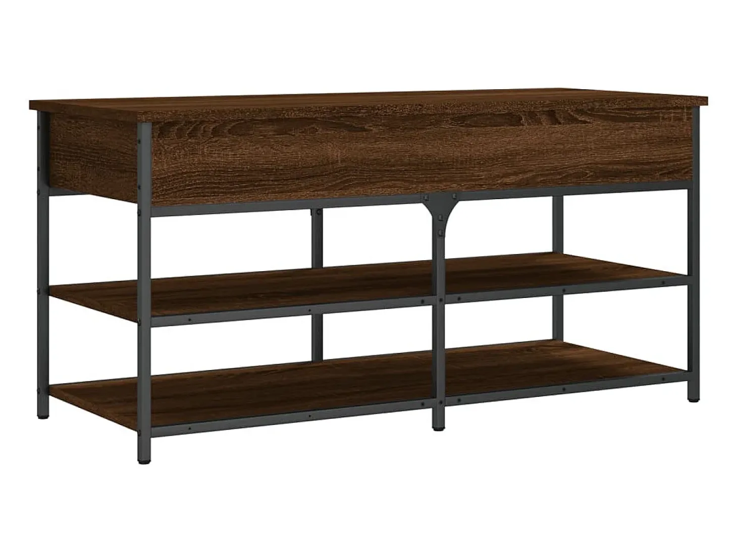 Banco zapatero roble marrón 100x42,5x50 cm madera de ingeniería