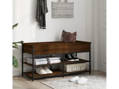 Banco zapatero roble marrón 100x42,5x50 cm madera de ingeniería