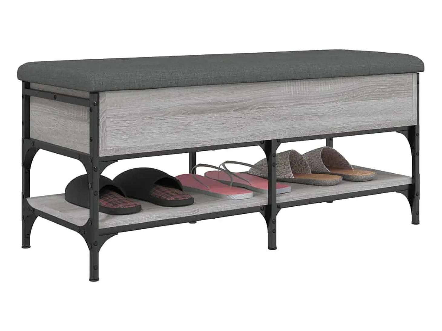 Banco zapatero Sonoma gris 102x42x45 cm madera de ingeniería