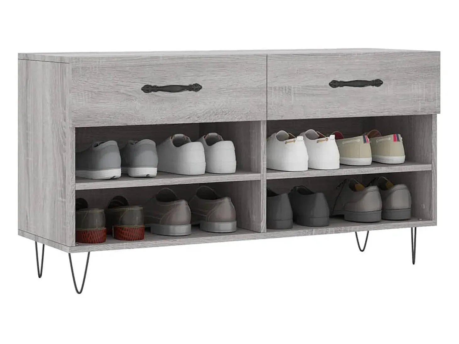 Banco zapatero Sonoma gris 102x35x55 cm madera de ingeniería
