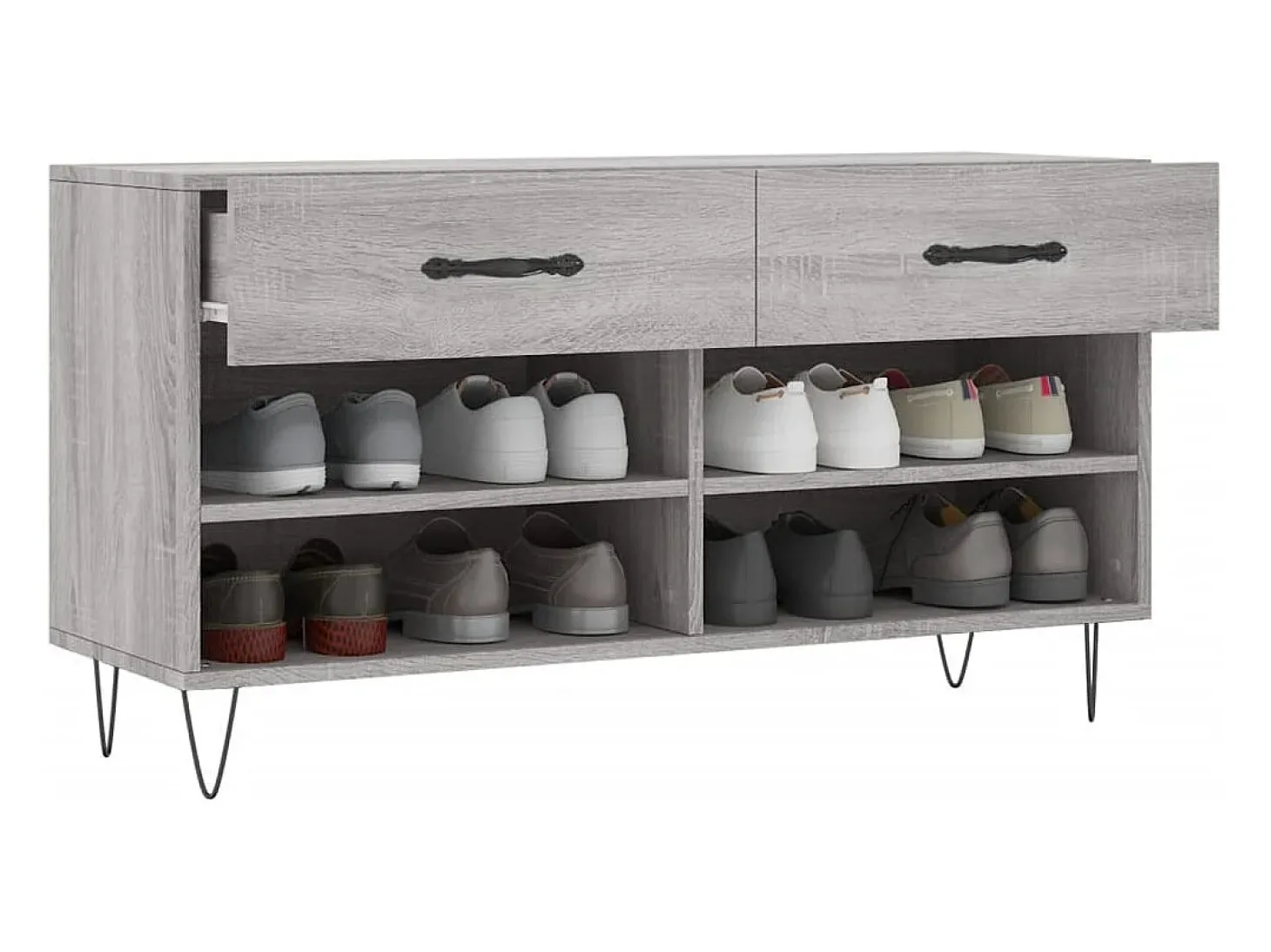 Banco zapatero Sonoma gris 102x35x55 cm madera de ingeniería