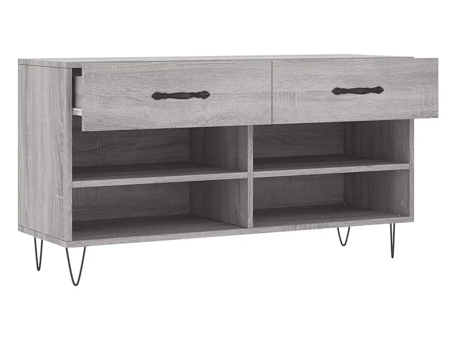 Banco zapatero Sonoma gris 102x35x55 cm madera de ingeniería