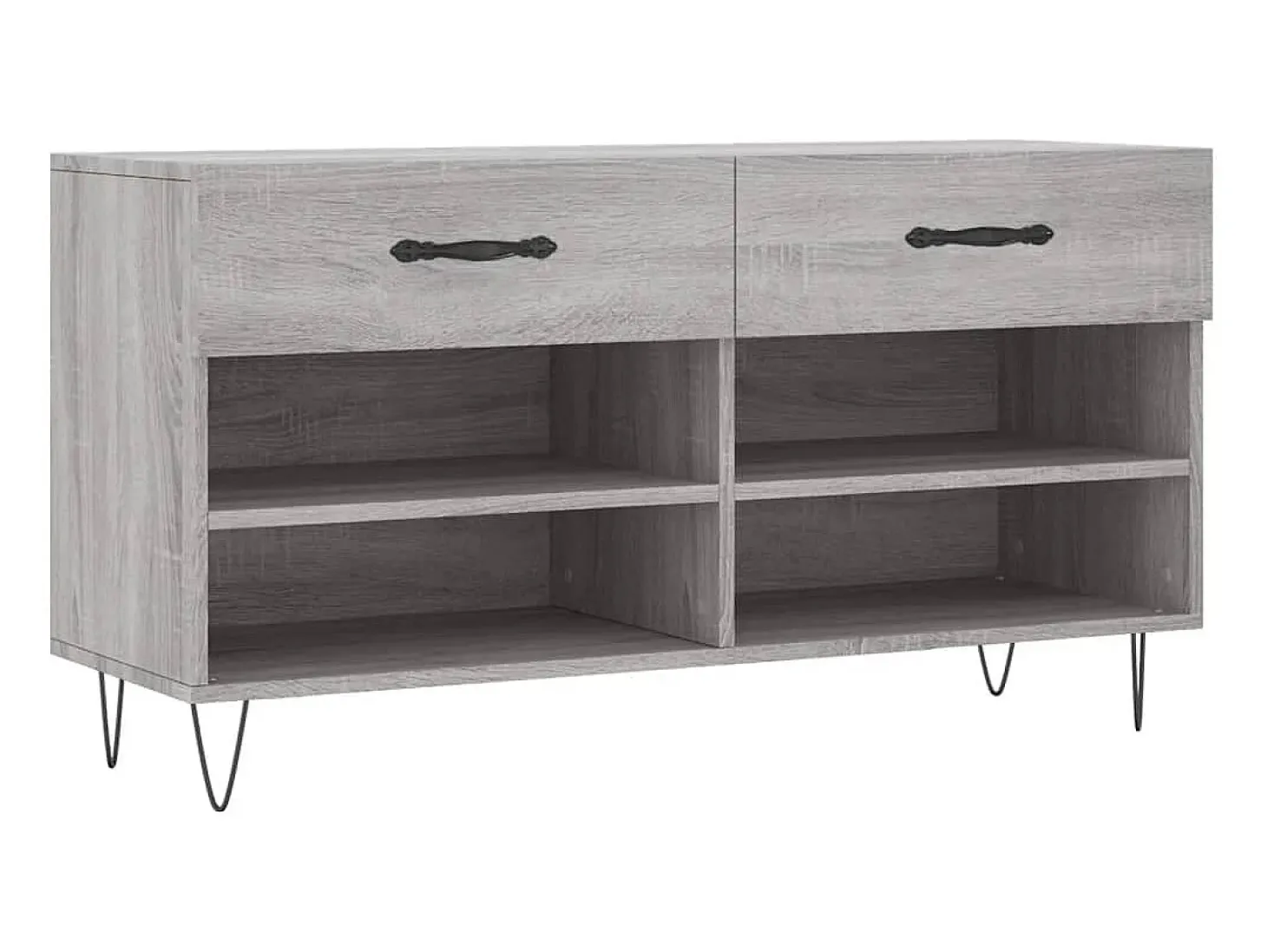 Banco zapatero Sonoma gris 102x35x55 cm madera de ingeniería