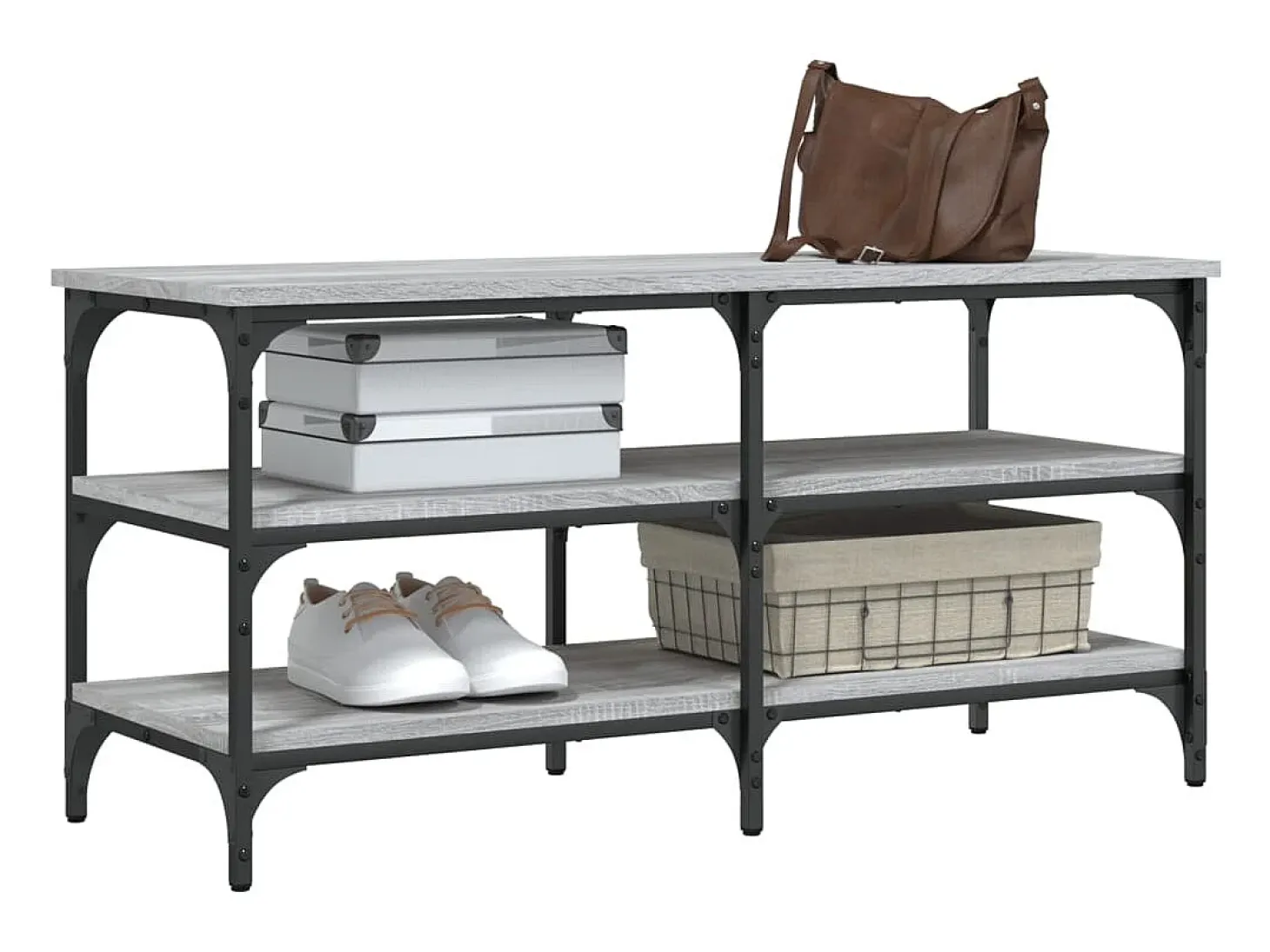 Banco zapatero Sonoma gris 100x38,5x49 cm madera de ingeniería