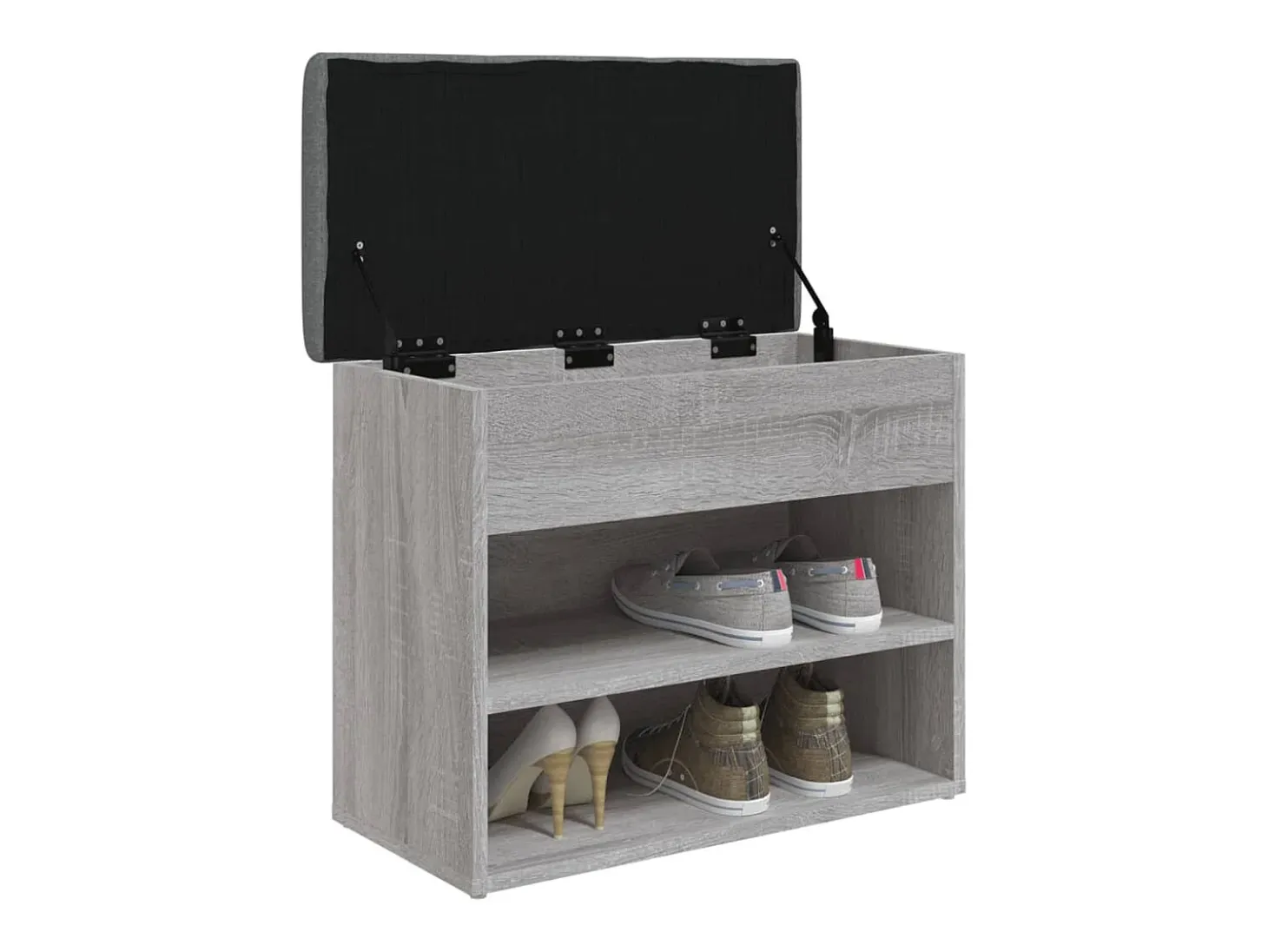 Banco zapatero Sonoma gris 62x32x50 cm madera de ingeniería