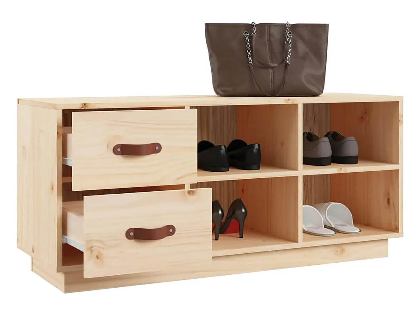 Banco zapatero 100x34x45 cm Madera maciza de pino