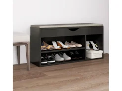 Banco zapatero y cojín Gris 104x30x49cm Madera de ingeniería