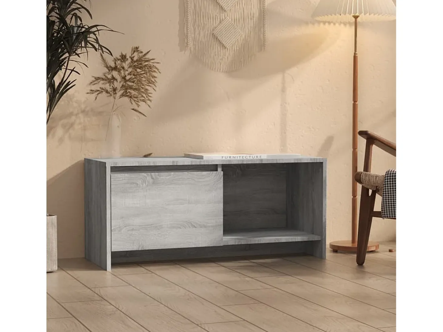 Bay Village Mueble de TV madera de ingeniería gris Sonoma 90x35x40 cm