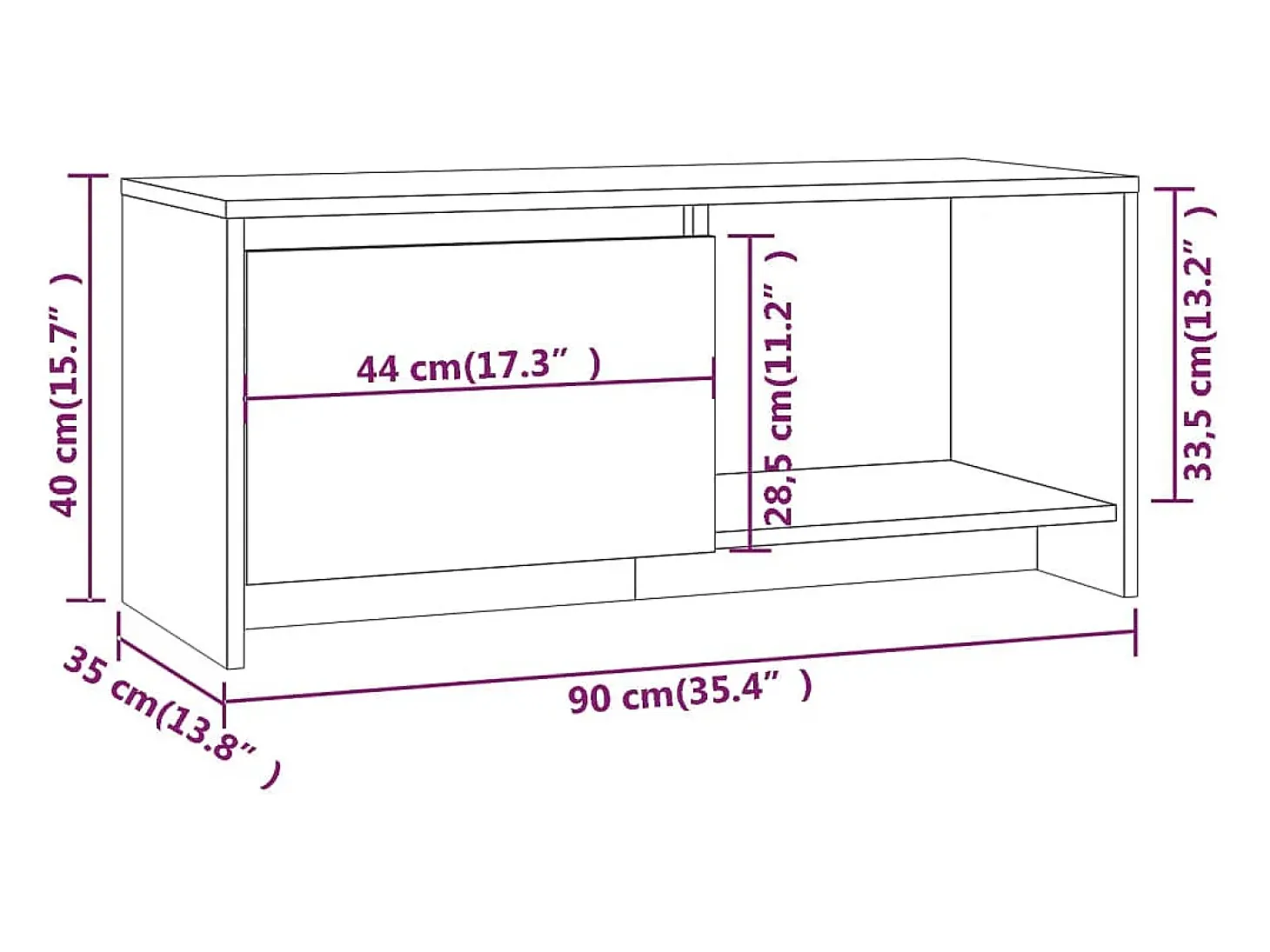 Bay Village Mueble de TV madera de ingeniería gris Sonoma 90x35x40 cm