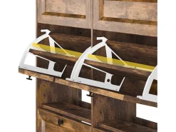 Bealife Mueble zapatero con 4 puertas abatibles y 2 cajones – 95x24x102 cm, Marrón – Estantes regulables en altura – Mueble zapatero espacioso y funcional