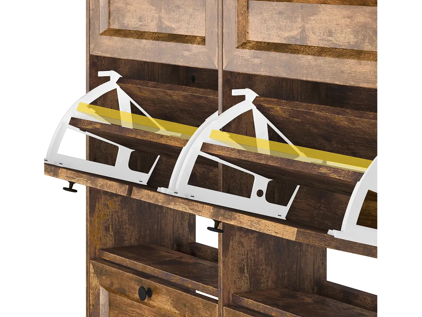 Bealife Mueble zapatero con 4 puertas abatibles y 2 cajones – 95x24x102 cm, Marrón – Estantes regulables en altura – Mueble zapatero espacioso y funcional