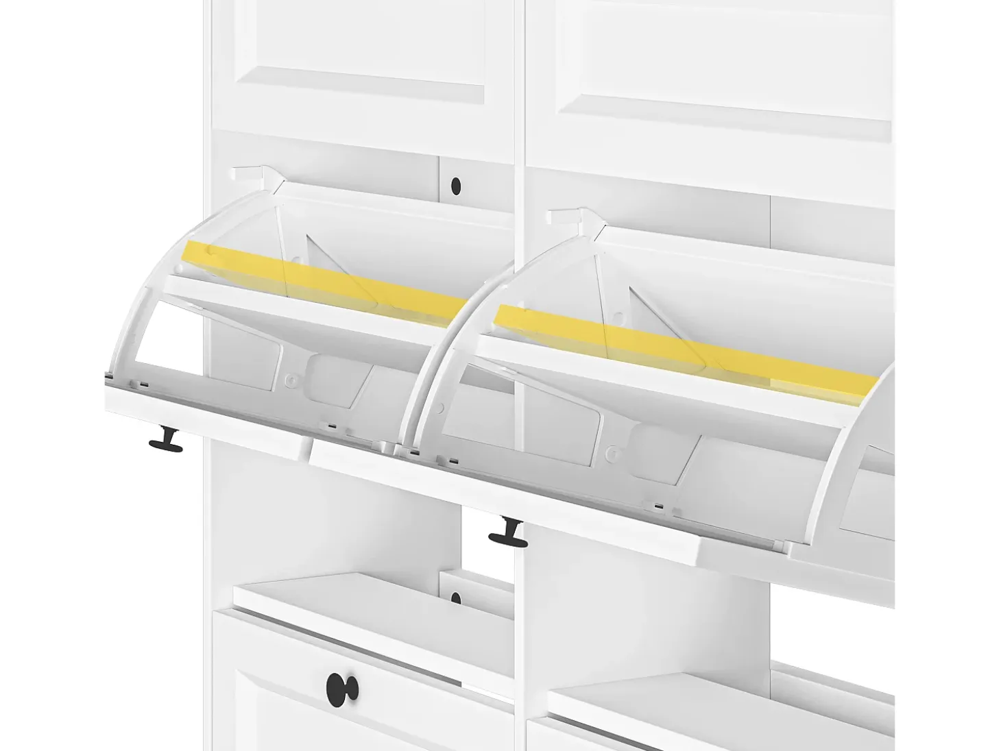 Bealife Mueble zapatero con 4 puertas abatibles y 2 cajones – 95x24x102 cm, Blanco – Estantes regulables en altura – Mueble zapatero espacioso y funcional