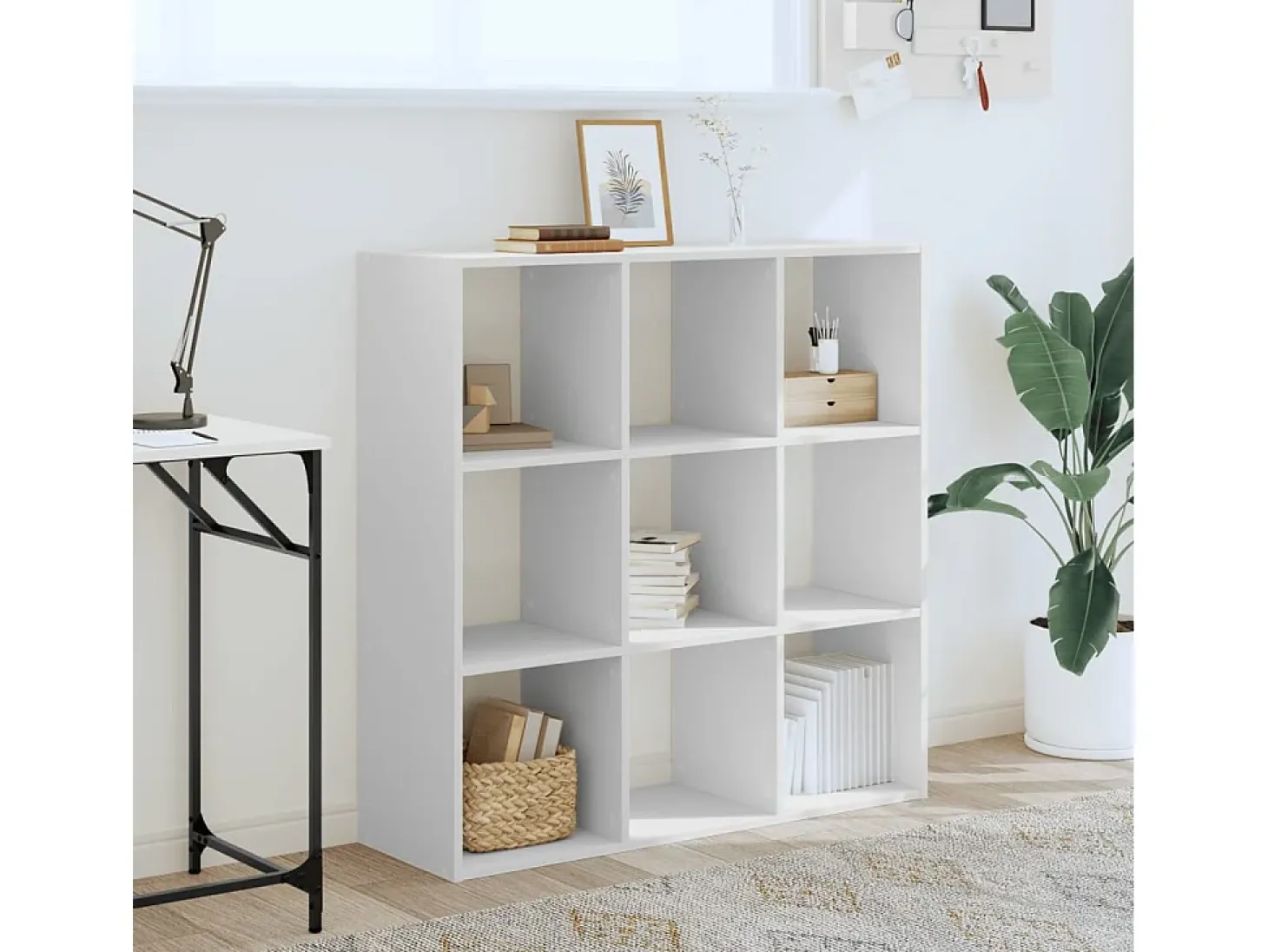 Biblioteca de madera de ingeniería blanca 102x32x102 cm ES763789