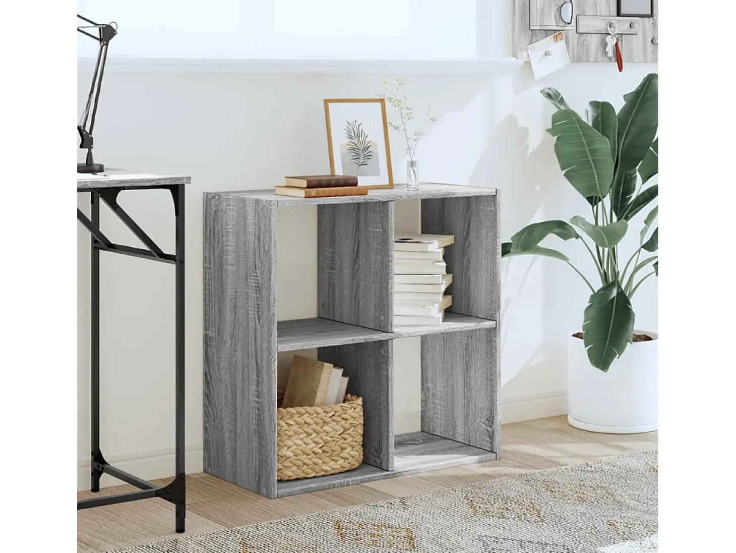 Biblioteca de madera de ingeniería gris Sonoma 68,5x32x68,5 cm ES587919