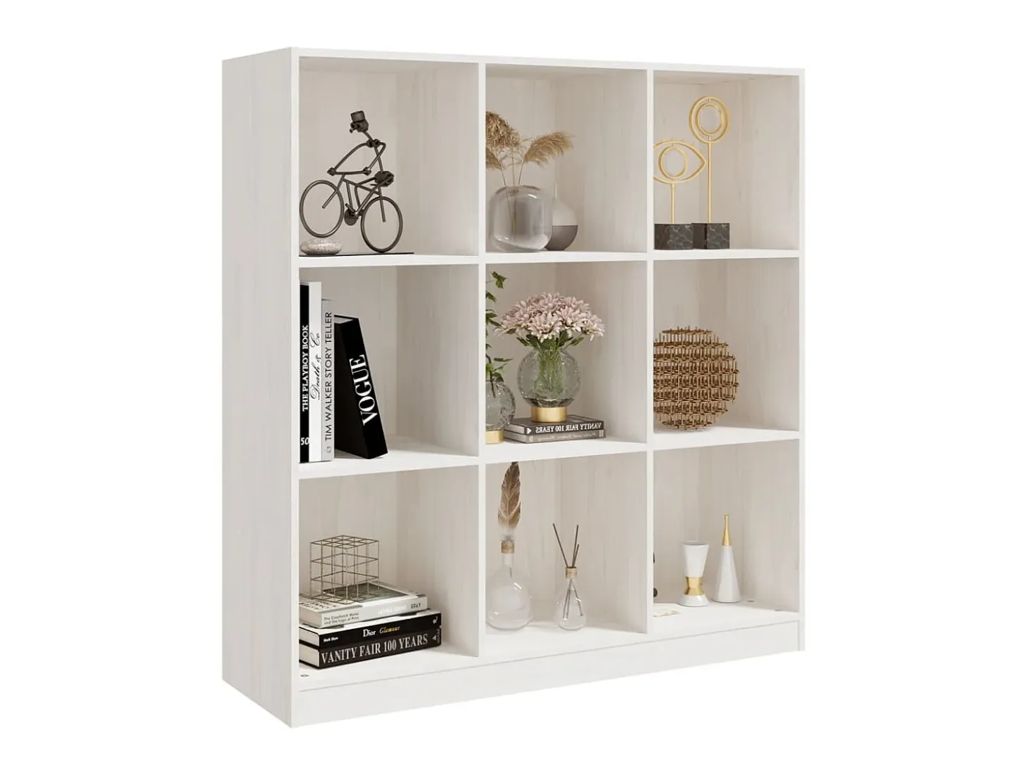Biblioteca Estantería - divisor espacios madera pino blanco 104x33,5x110 cm ES20196