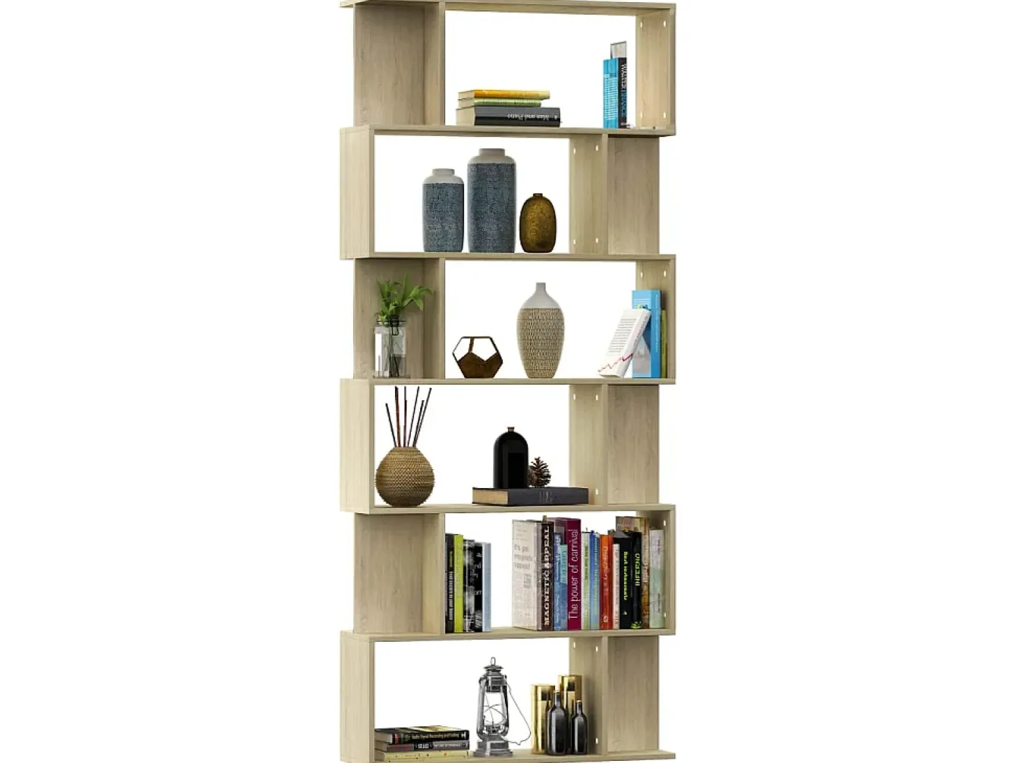 Biblioteca Estantería - divisor madera contrachapada color roble 80x24x192cm ES88896