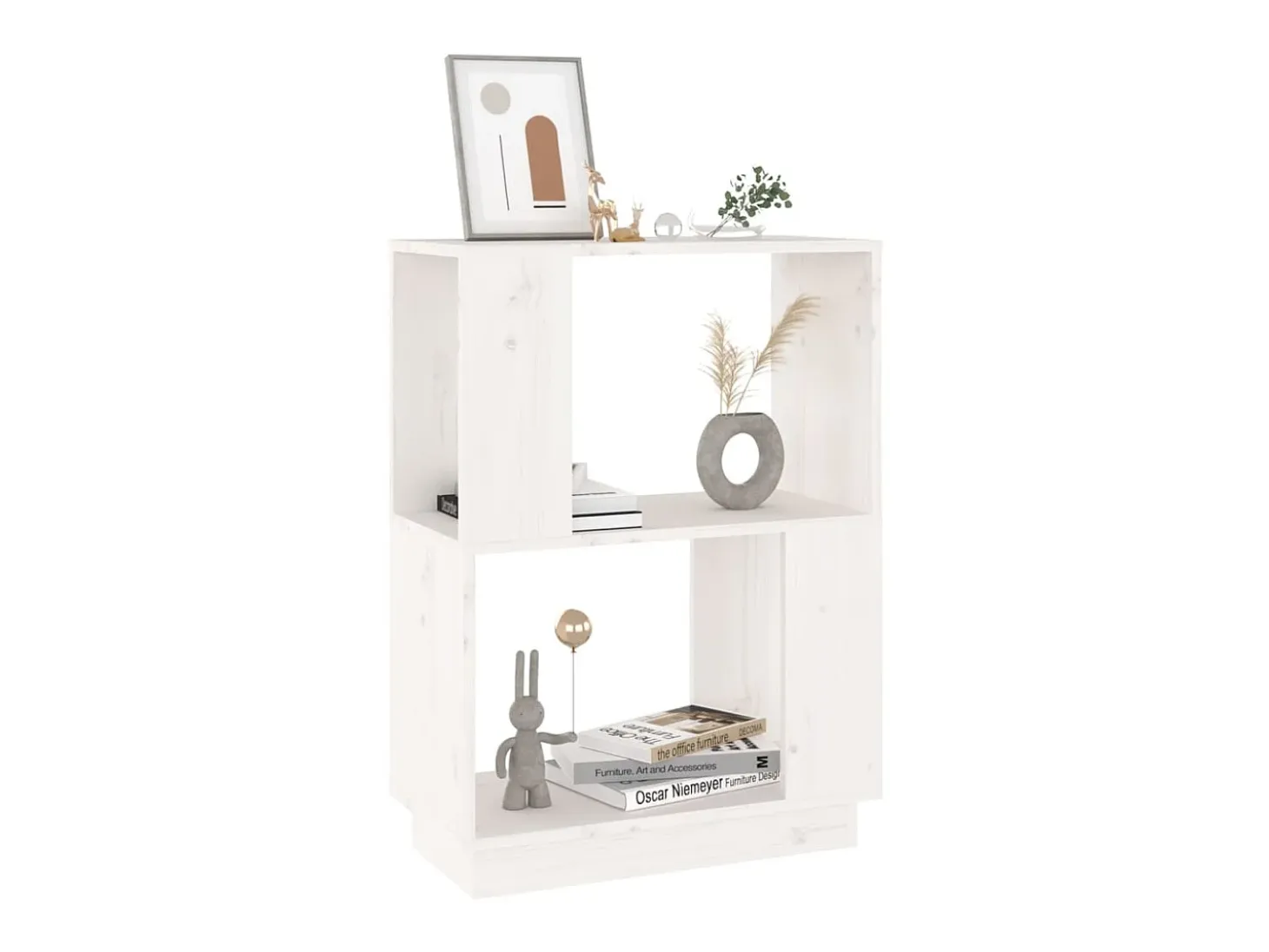 Biblioteca Estantería - divisor de espacios madera pino blanco 51x25x70 cm ES43869